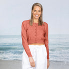 Scallop Crop Cardigan - Salmon