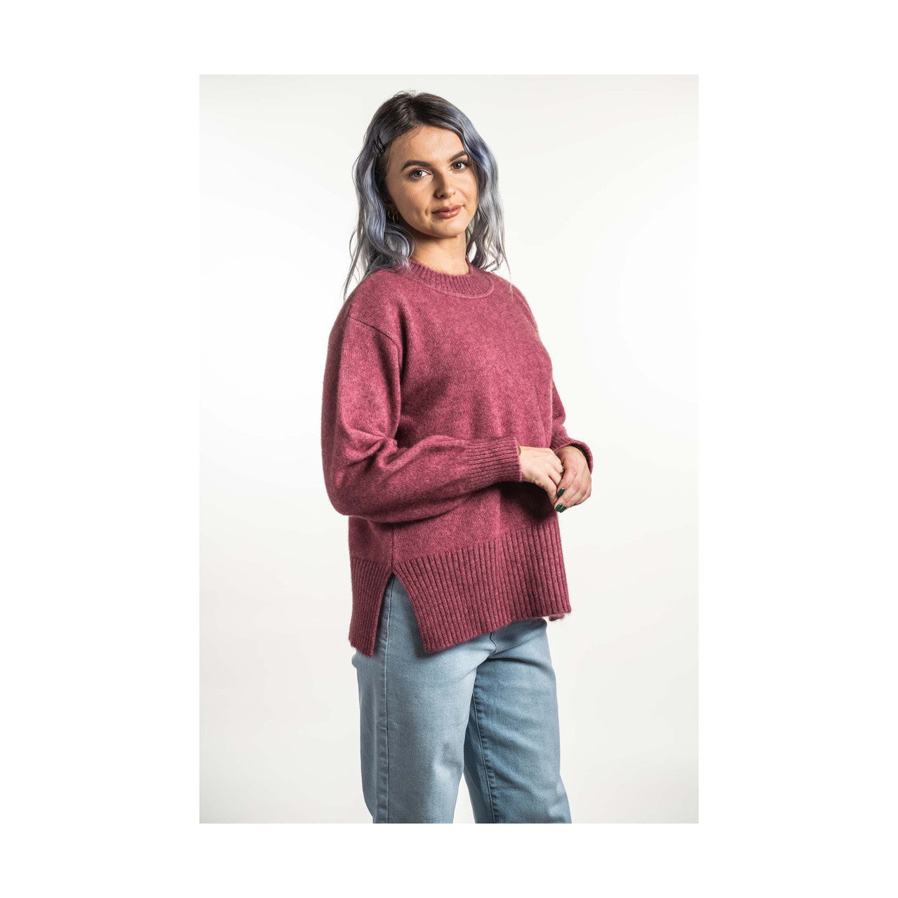 Split Hem Jumper - Rose