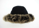 Koru Merino - Possum Fur Trim Hat (KO200) Black/Snowtip