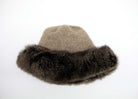 Koru Merino - Possum Fur Trim Hat (KO200) Mocha/Snowtip