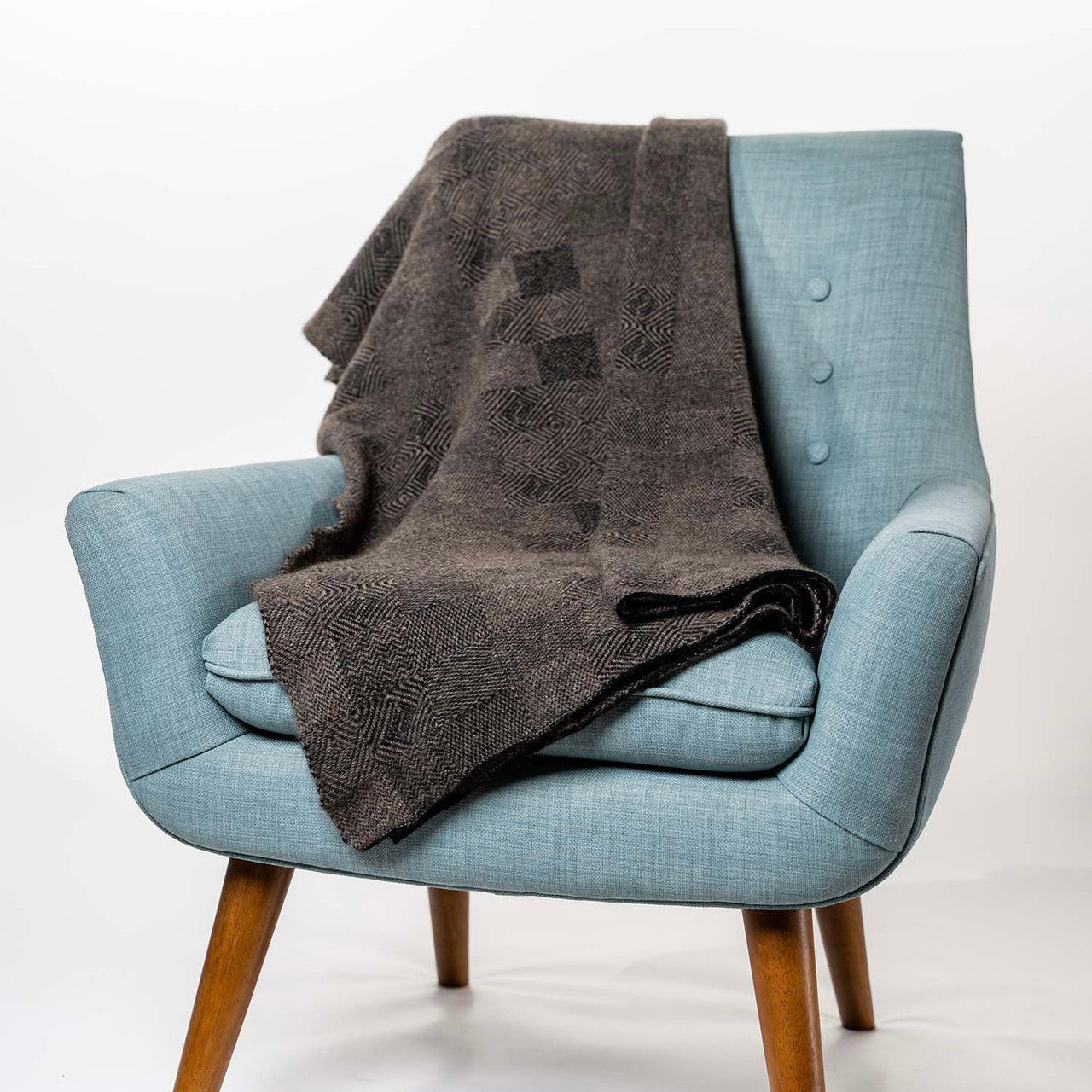 Koru - Merino - Possum Jacquard Throw (KO965) (Black/Mocha).