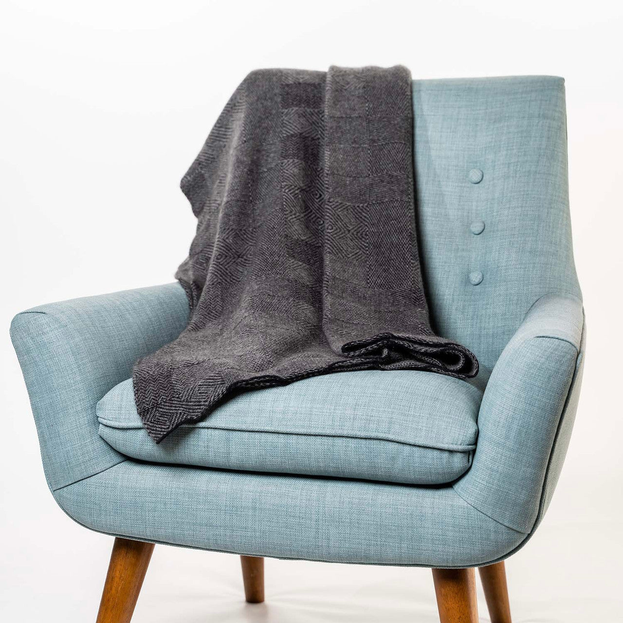 Koru - Merino - Possum Jacquard Throw (KO965) (Navy/Mist).