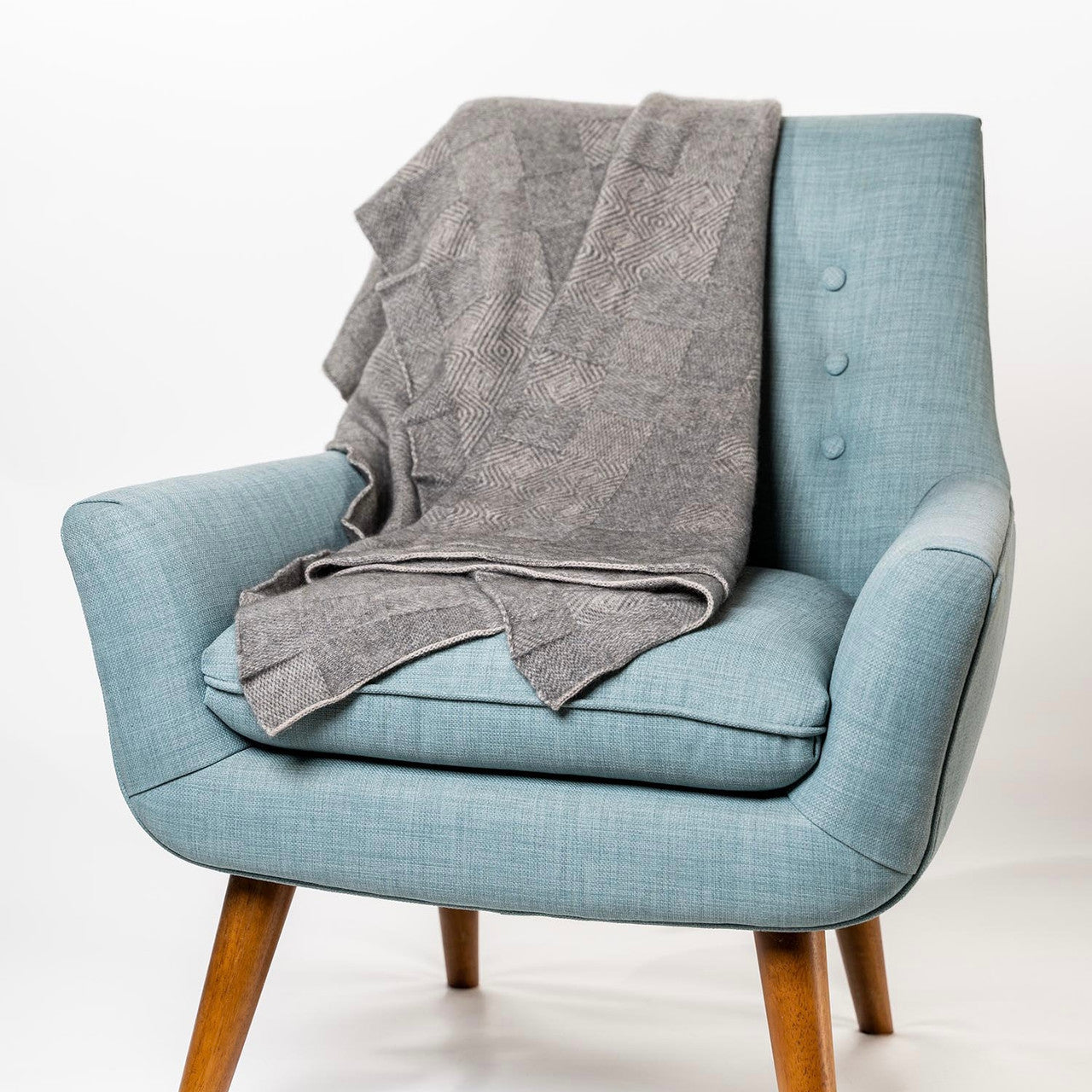 Koru - Merino - Possum Jacquard Throw (KO965) (Oatmeal/Mist).