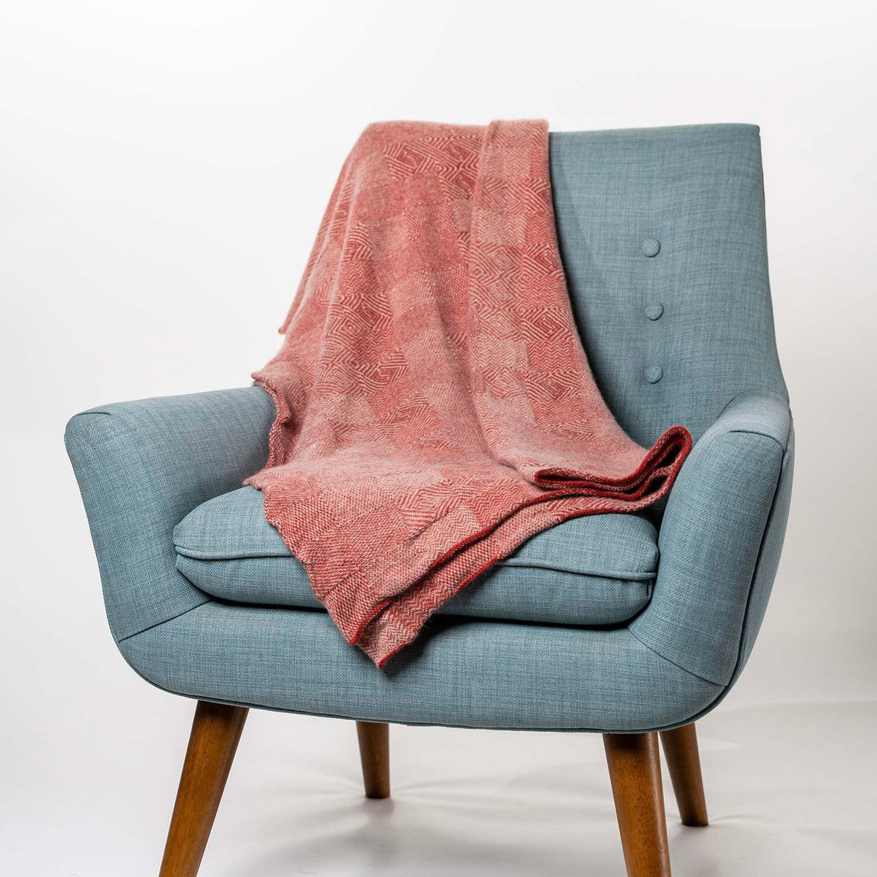 Koru - Merino - Possum Jacquard Throw (KO965) (Melon/White).