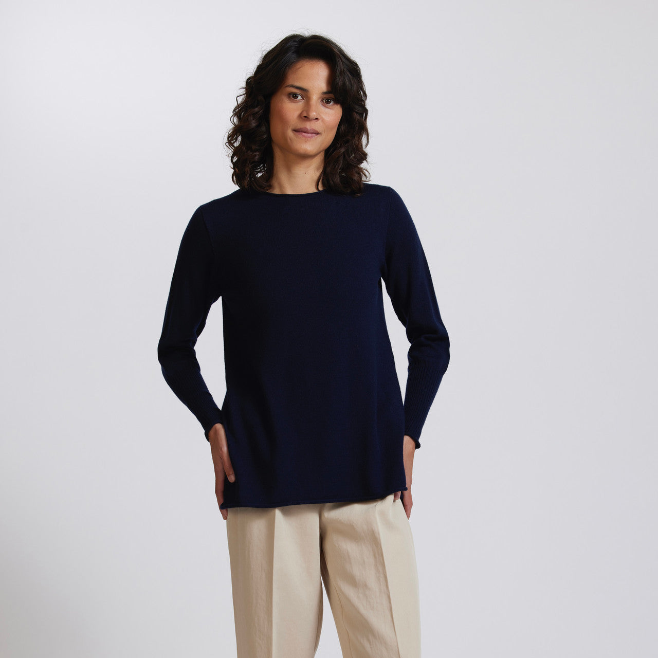 Royal Merino - 100% Merino A-Line Crew (RM3000) Light Navy.