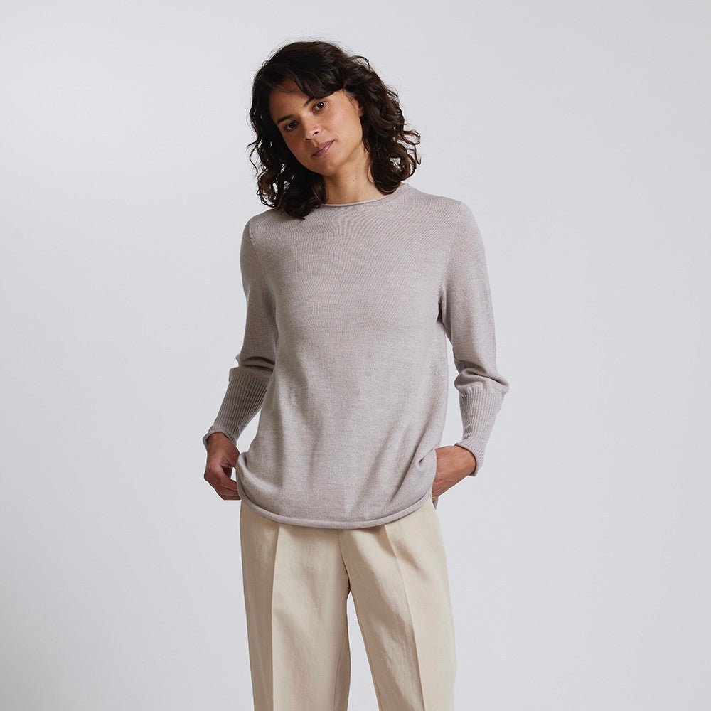Royal Merino - 100% Merino A-Line Crew (RM3000) Light Sand.