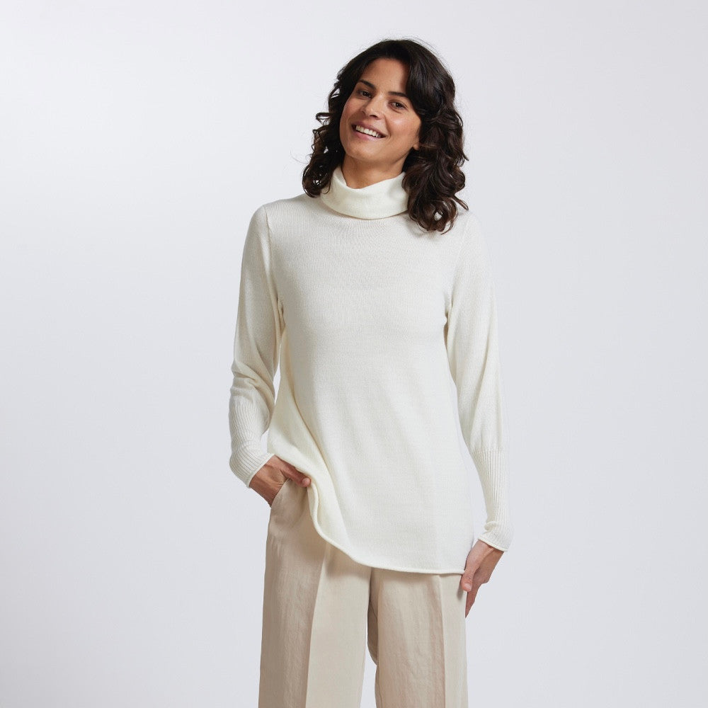 Royal Merino - 100% Merino A-Line Funnel Neck (RM3002) Natural.