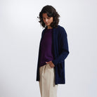 Royal Merino - 100% Merino Open Front Long Cardigan (RM2455) Light Navy.