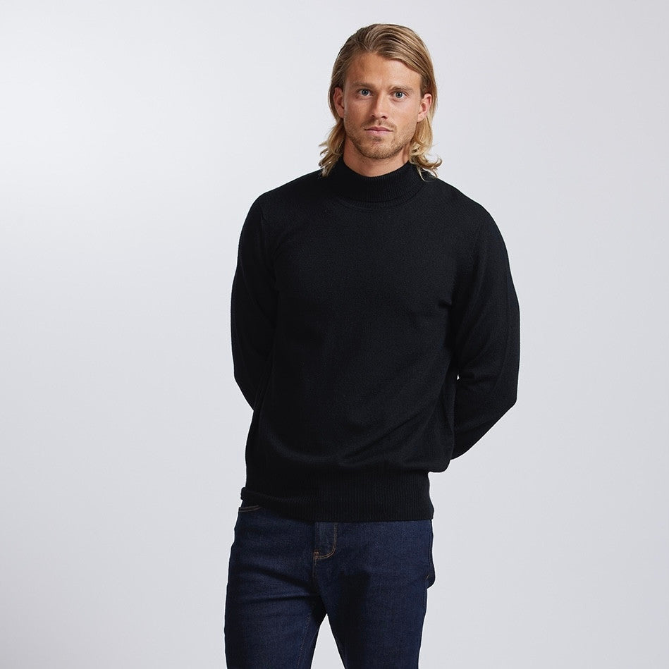 Royal Merino - 100% Merino Men’s Polo Neck (RM2479PO) Black.