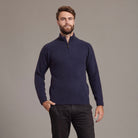 McDonald - Possum & Merino Short Zip Rib Sleeve Sweater (M620) Navy