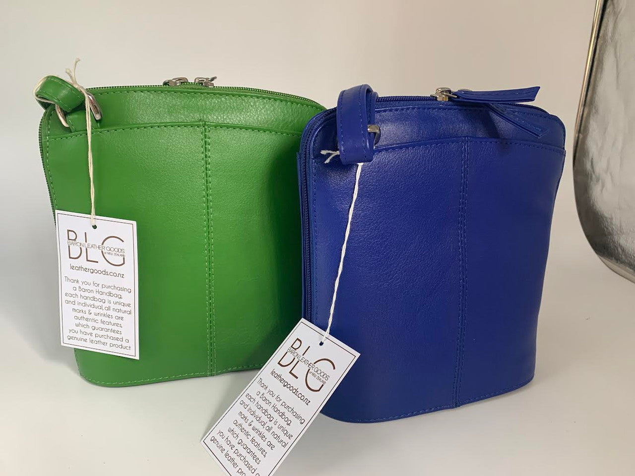 Baron & Burton - Small Genuine Leather Handbag (23822)  Emerald and Cobalt