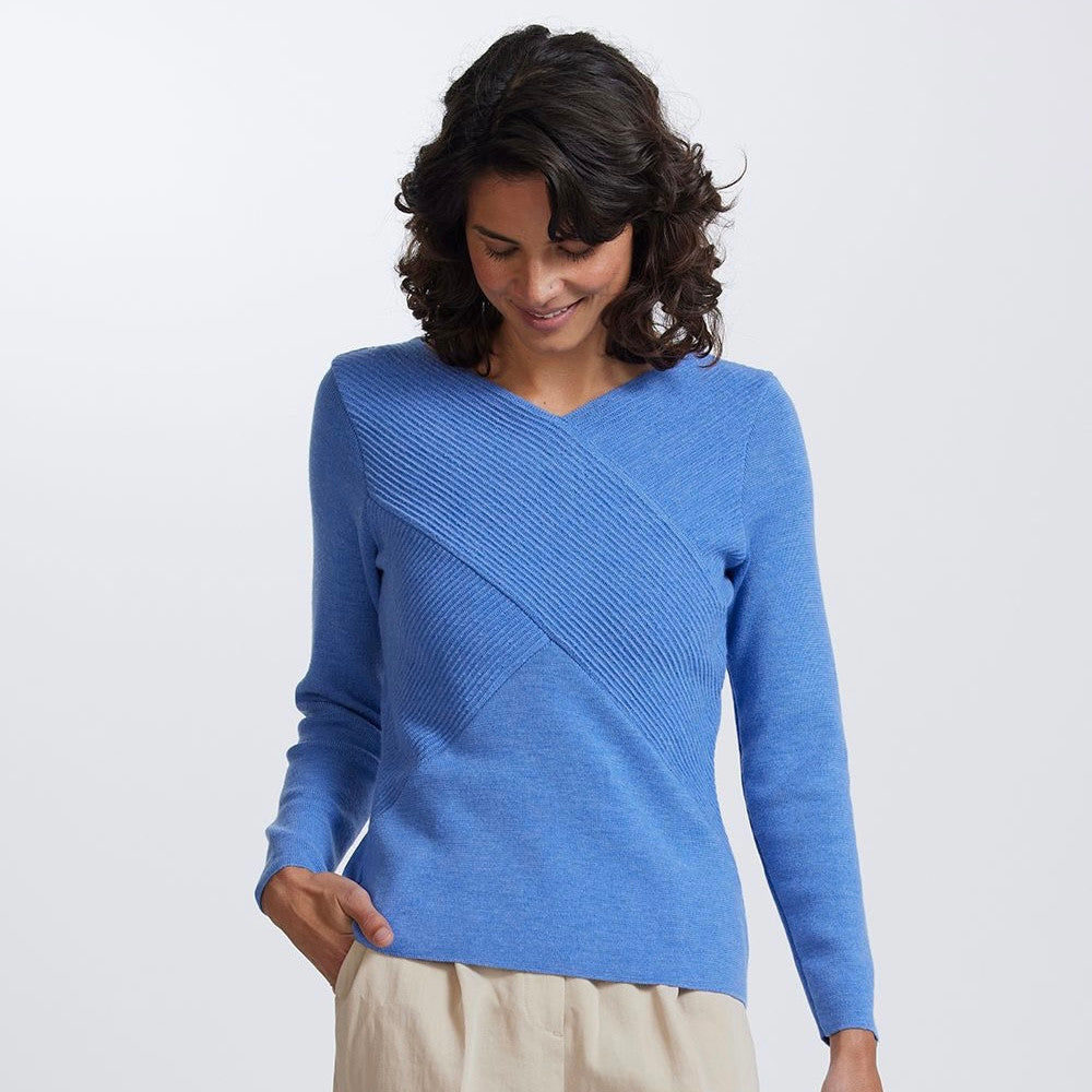 Royal Merino - 100% Merino Rib Wrap V (RM2055) Cornflower