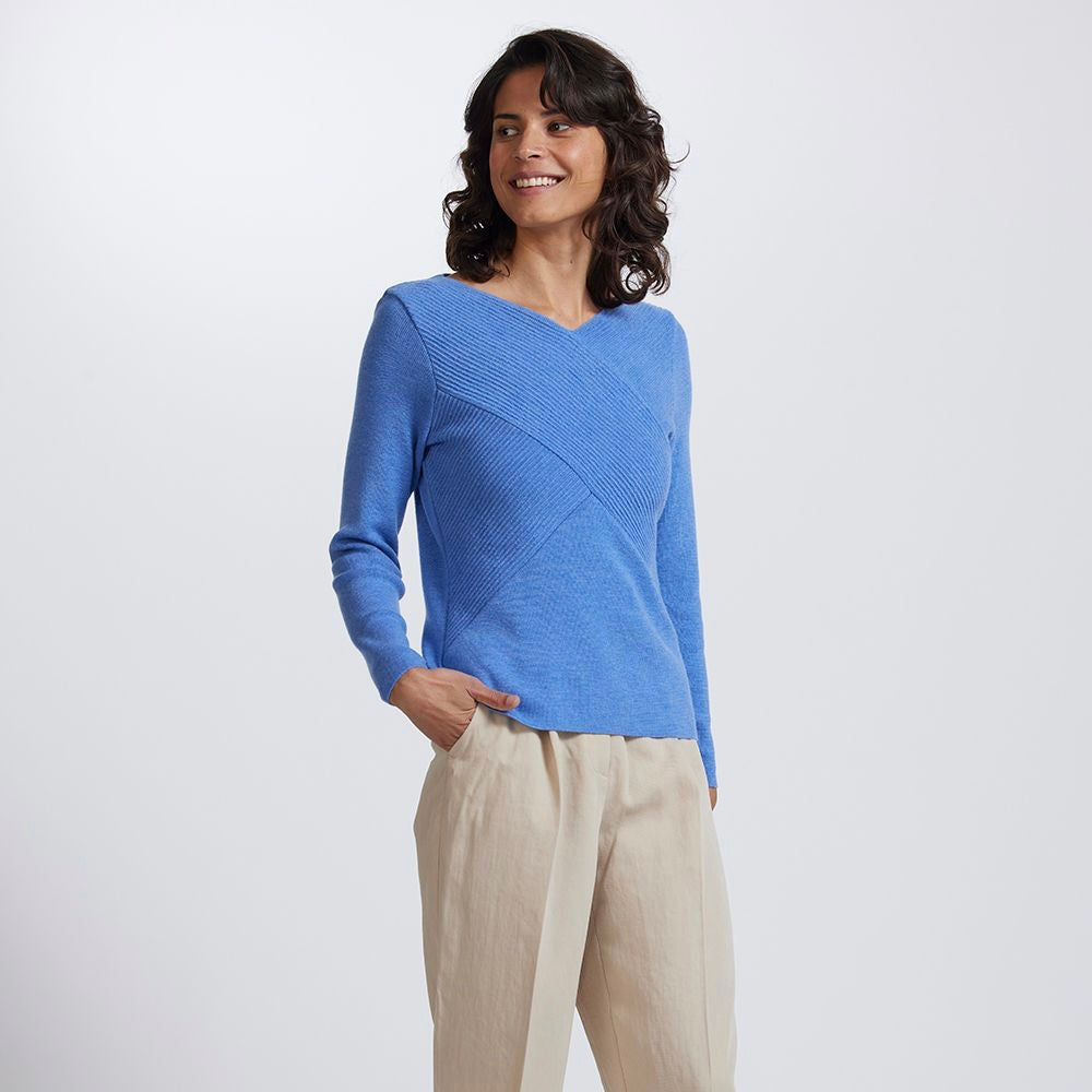 Royal Merino - 100% Merino Rib Wrap V (RM2055) Cornflower