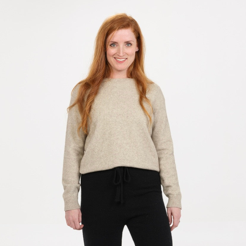 Native World - Merino & Possum Classic Crop Sweater (NB870) Natural.