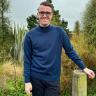 Man wearing Country Laine - Mens Midweight Zip Jacket (CL0029) in the colour Dark Indigo