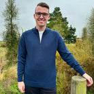 Man wearing Country Laine - Mens Midweight Zip Jacket (CL0029) in the colour Denim