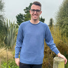 Man wearing Merino Mens Midweight Crew Neck (CL0027) in the colour Denim