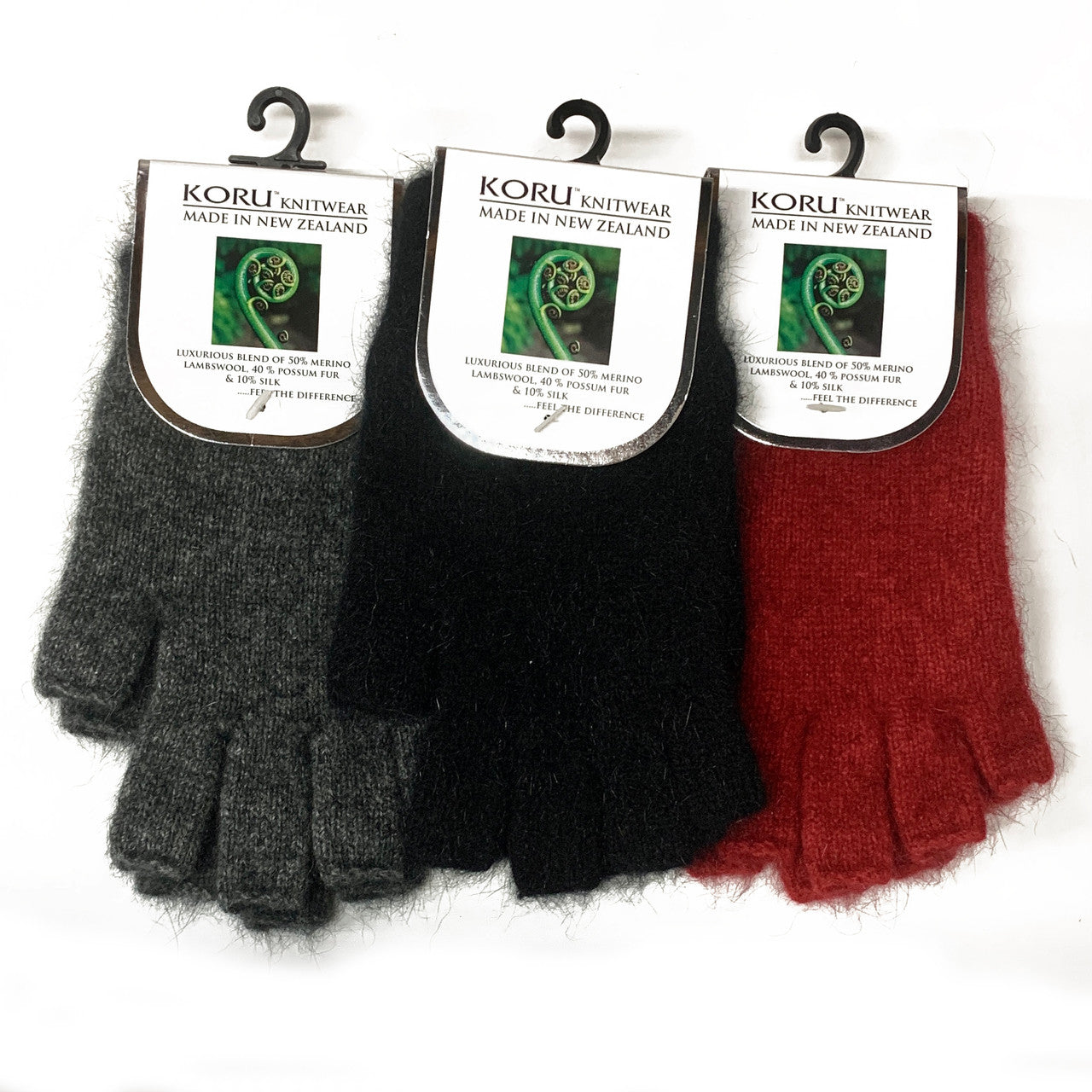 Koru - Merino & Possum Fingerless Gloves (KO50)