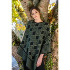 Koru - Merino and Possum Diamond Poncho (KO656) Black/Moss