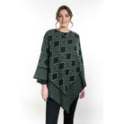 Koru - Merino and Possum Diamond Poncho (KO656) Black/Moss