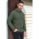 Koru - Men’s Merino - Possum Chevron Zip Jumper (KO871) Moss