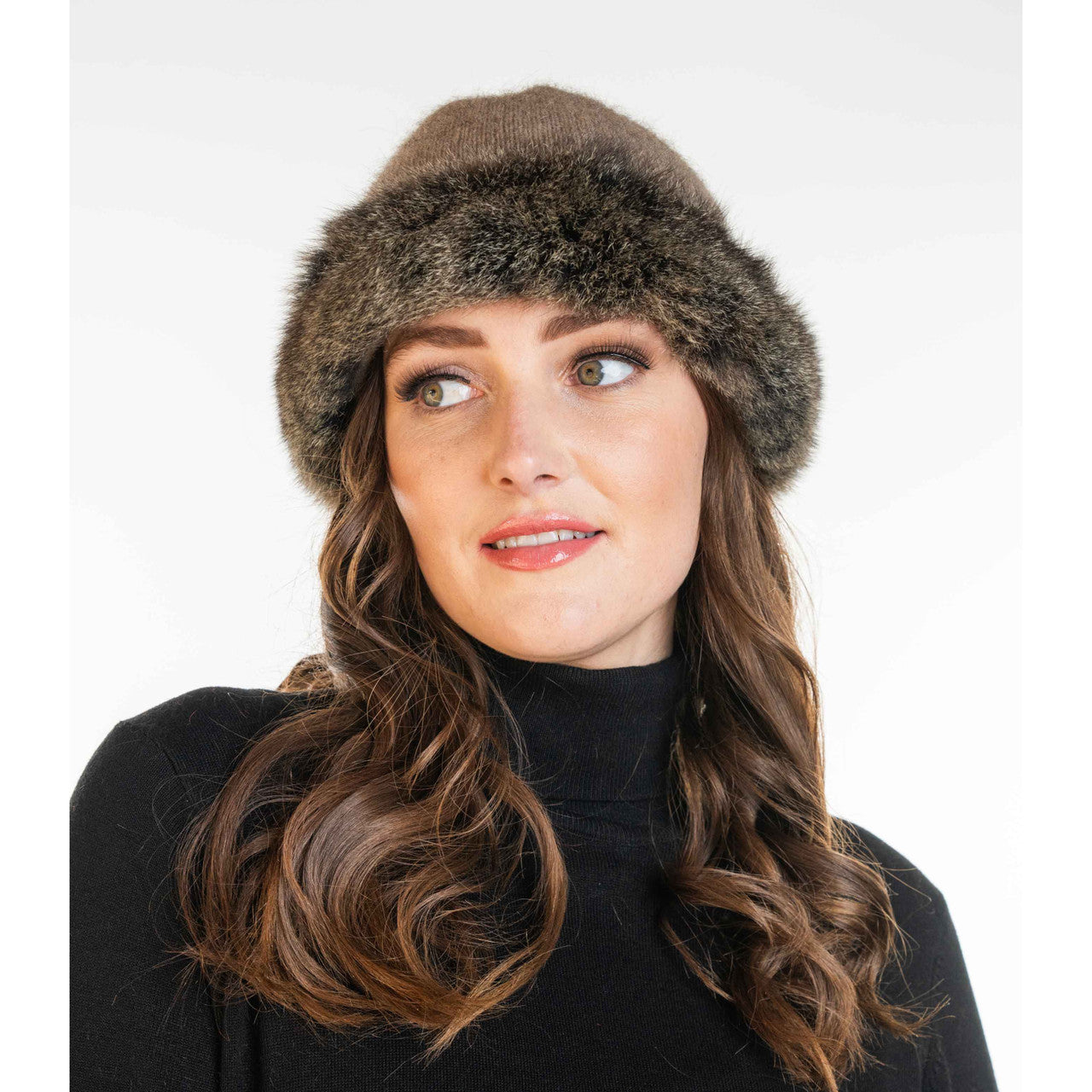 Koru Merino - Possum Fur Trim Hat (KO200) Mocha/Snowtip