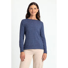 Royal Merino - 100% Merino Fine Stripe Jumper (RM2394) Light Navy/Cornflower