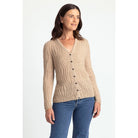 Royal Alpaca - 100% Merino Wavy V Neck Cardigan (RA2251) Light Camel