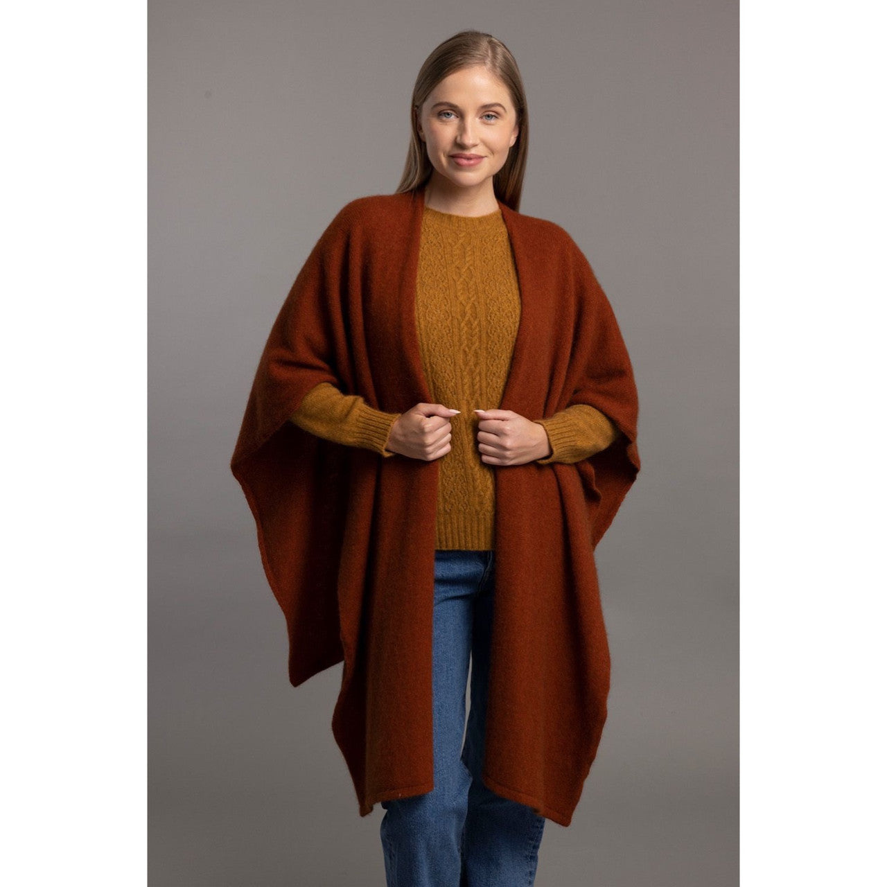 McDonald - Possum & Merino Split Front Cape (616)Spice