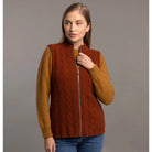 McDonald - Possum and Merino Corrugated Cable Vest (5053) Spice