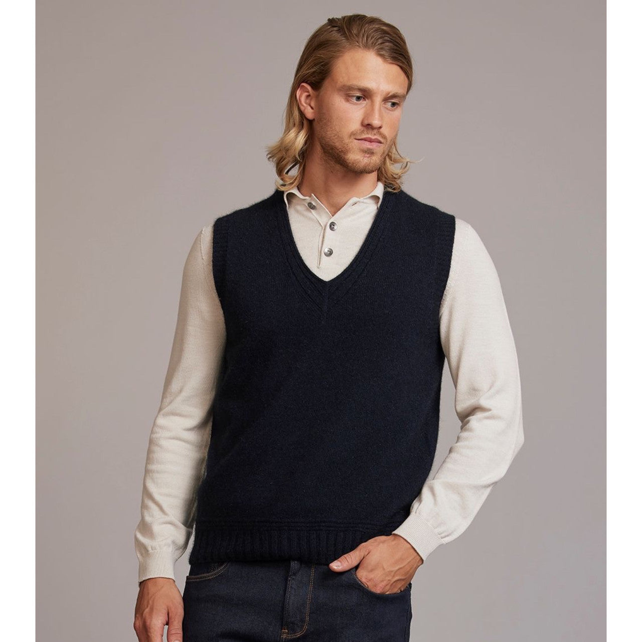 McDonald - Possum and Merino Ridge Vest (6636) Navy