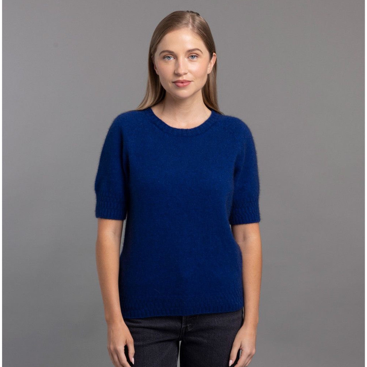 McDonald - Possum and Merino Stepped Stitch T-Shirt (5052) Cobalt