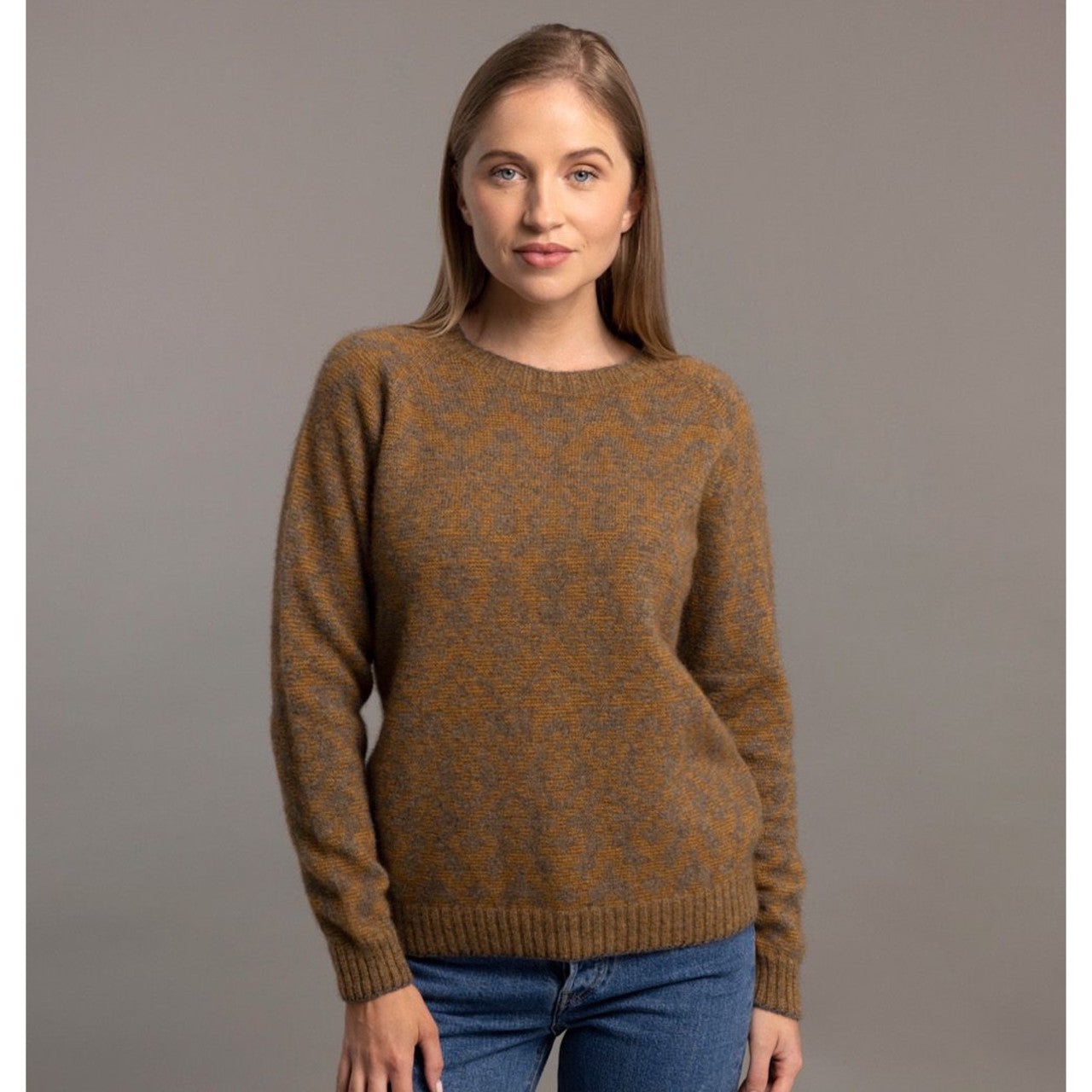 McDonald - Possum and Merino Fair Isle Pullover (5056) Bark/Honeycomb