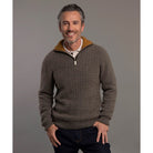 McDonald - Possum & Merino Cable Jersey with Contrast Trim - Black/Honeycomb