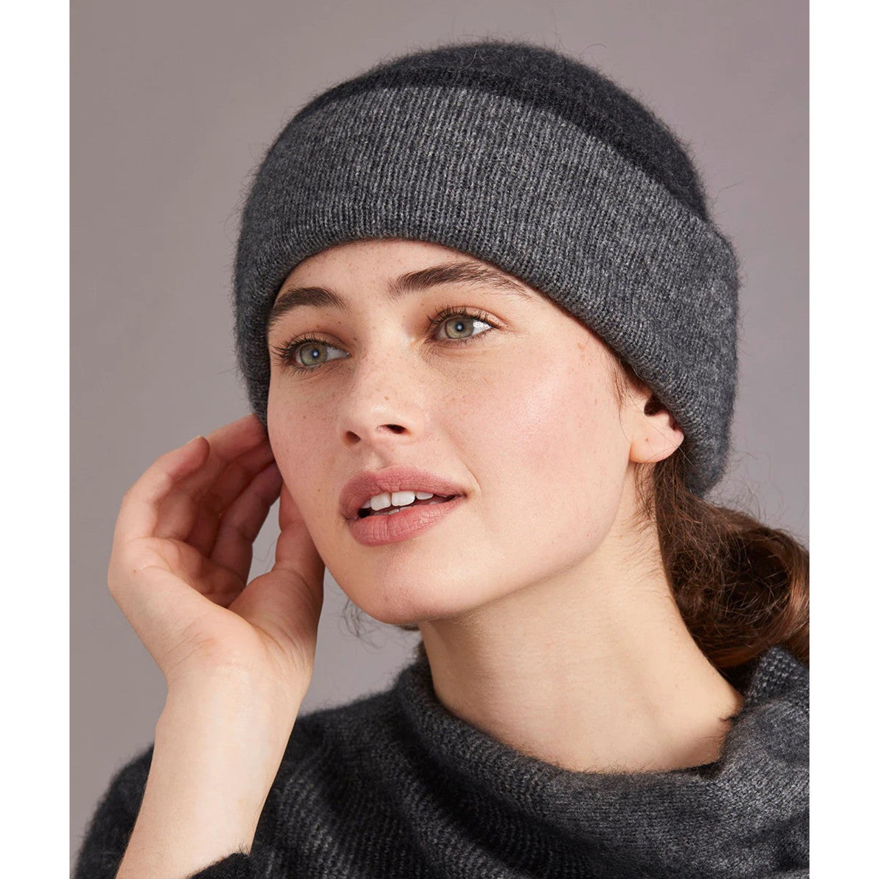 McDonald - Possum and Merino Two Tone Beanie (6102) Charcoal/Navy