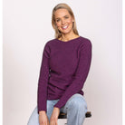 Woman wearing Noble Wilde - Merino & Possum Crossover Sweater (NW3108) in the colour Twilight