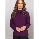 Woman wearing Noble Wilde - Merino & Possum Moss Switch Cowl Jumper (NW3126) in the colour Twilight.