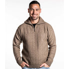 Koru - Merino - Possum Chevron Zip Jumper (Mocha)