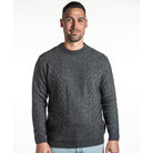 Koru - Men’s Merino - Possum Crew Neck Aran Jumper - Grey
