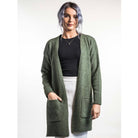 Koru - Merino - Possum Longline Cardigan (KO544)Moss
