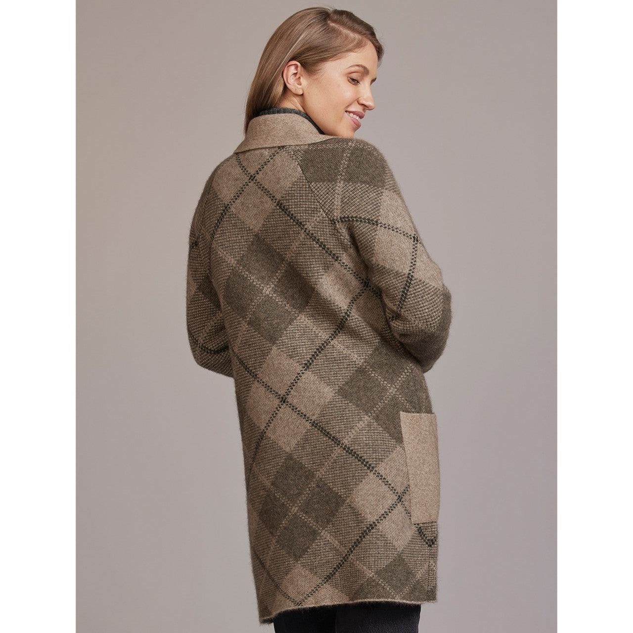 McDonald - Merino - Possum Tartan Overcoat (5044) Ash