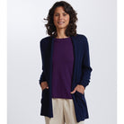 Royal Merino - 100% Merino Open Front Long Cardigan (RM2455) Light Navy.