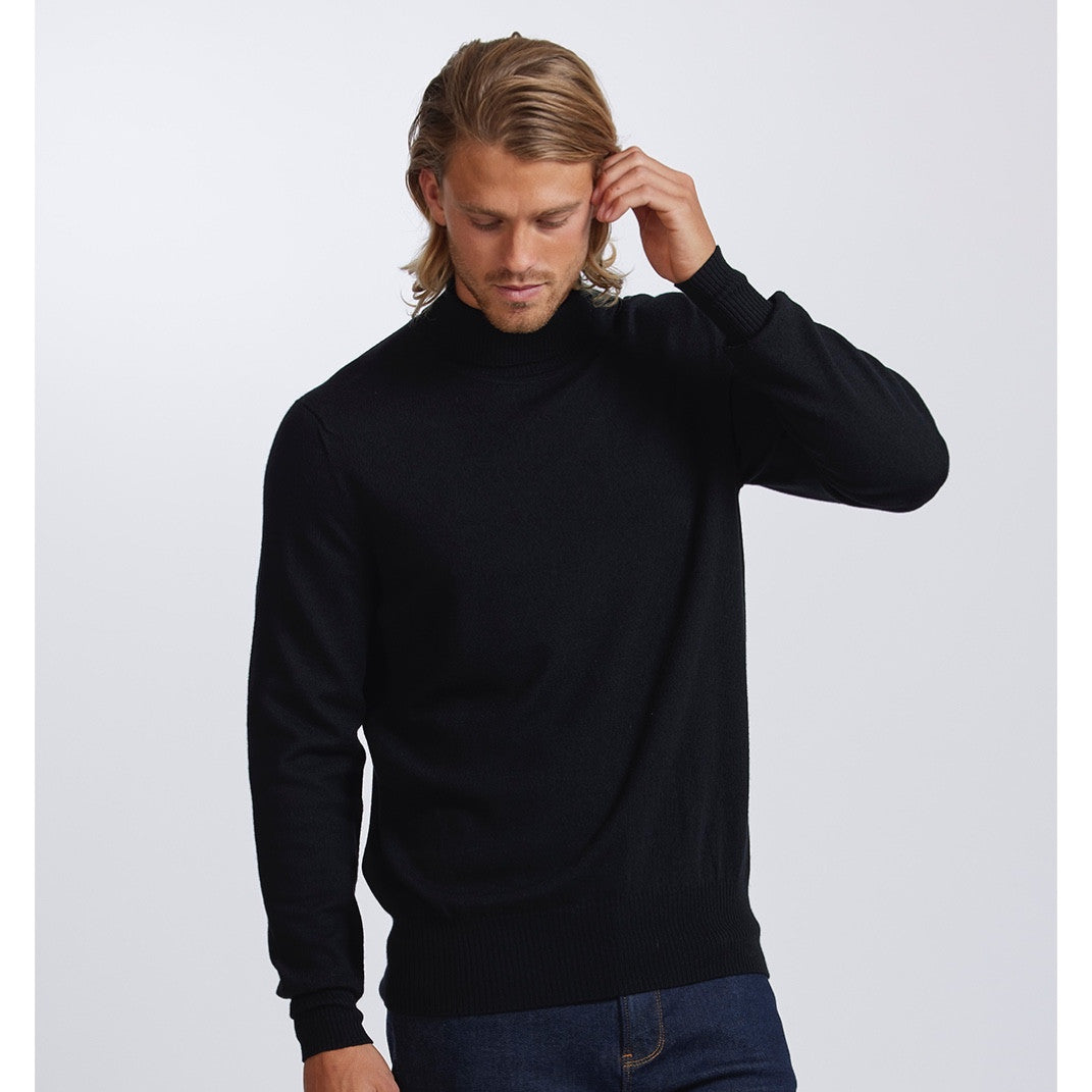 Royal Merino - 100% Merino Men’s Polo Neck (RM2479PO) Black.