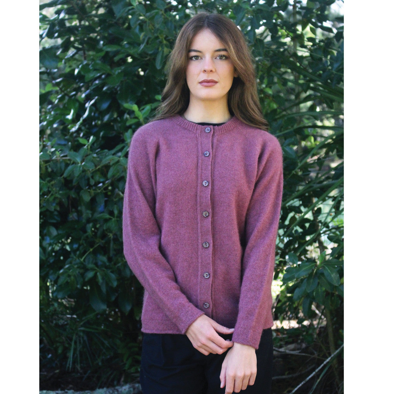 Lothlorian - Plain Button Cardigan (9937)Orchid