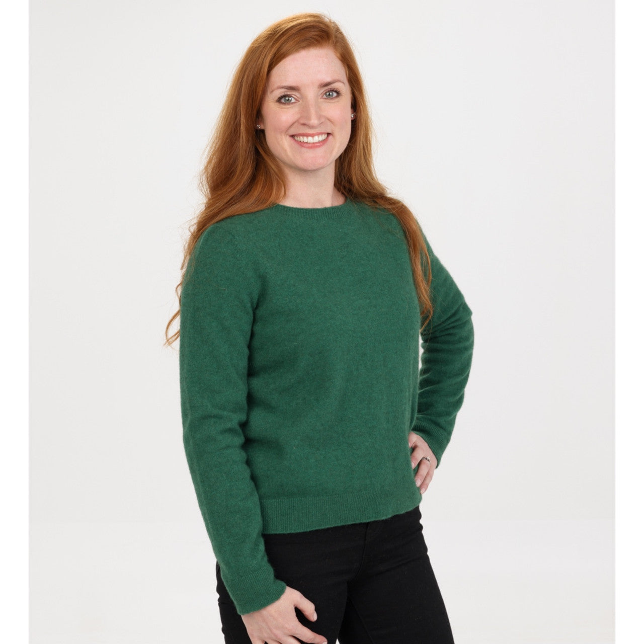 Native World - Merino & Possum Classic Crop Sweater (NB870) Deep Sage.