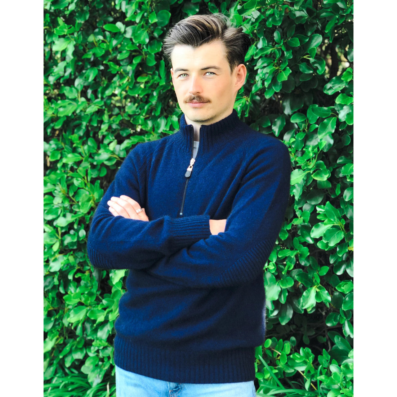 Lothlorian - Men's Merino & Possum Patch Jumper (9790)Midnight