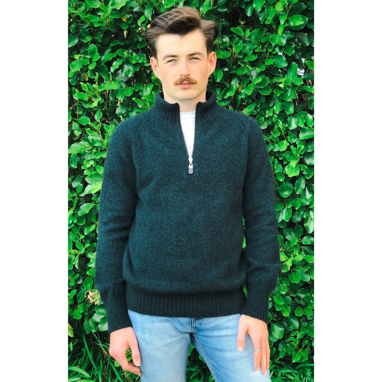 Lothlorian - Men's Merino & Possum Patch Jumper (9790)Tasman Marl