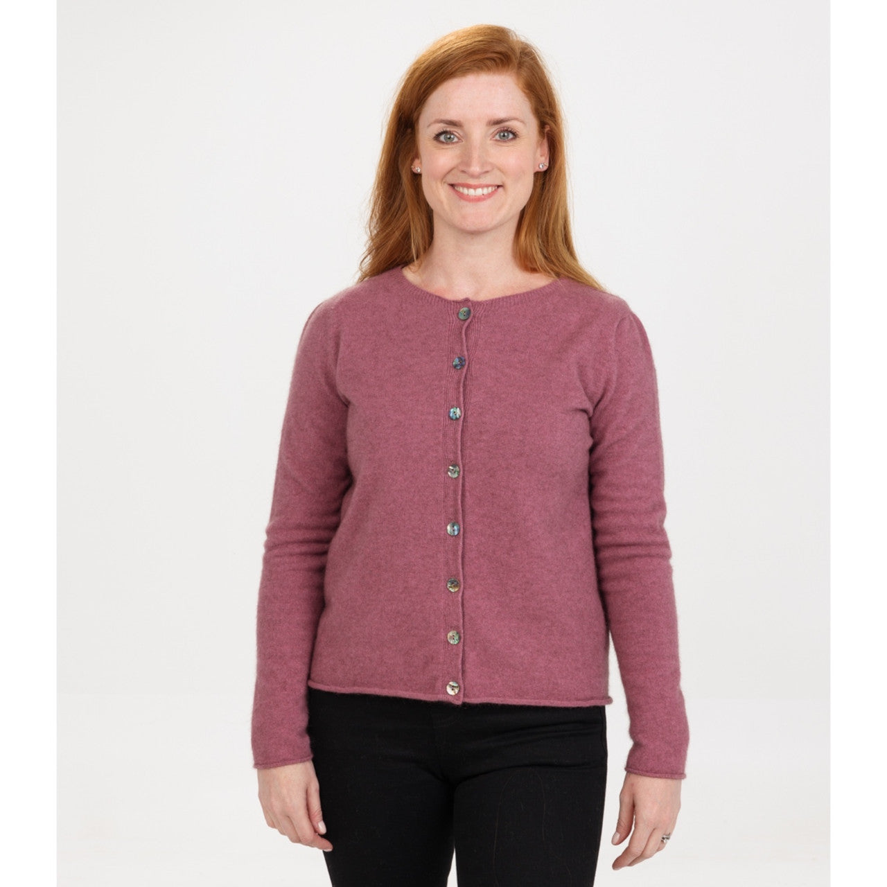 Native World - Merino & Possum Paua Shell Cardigan (NB872) Magnolia.