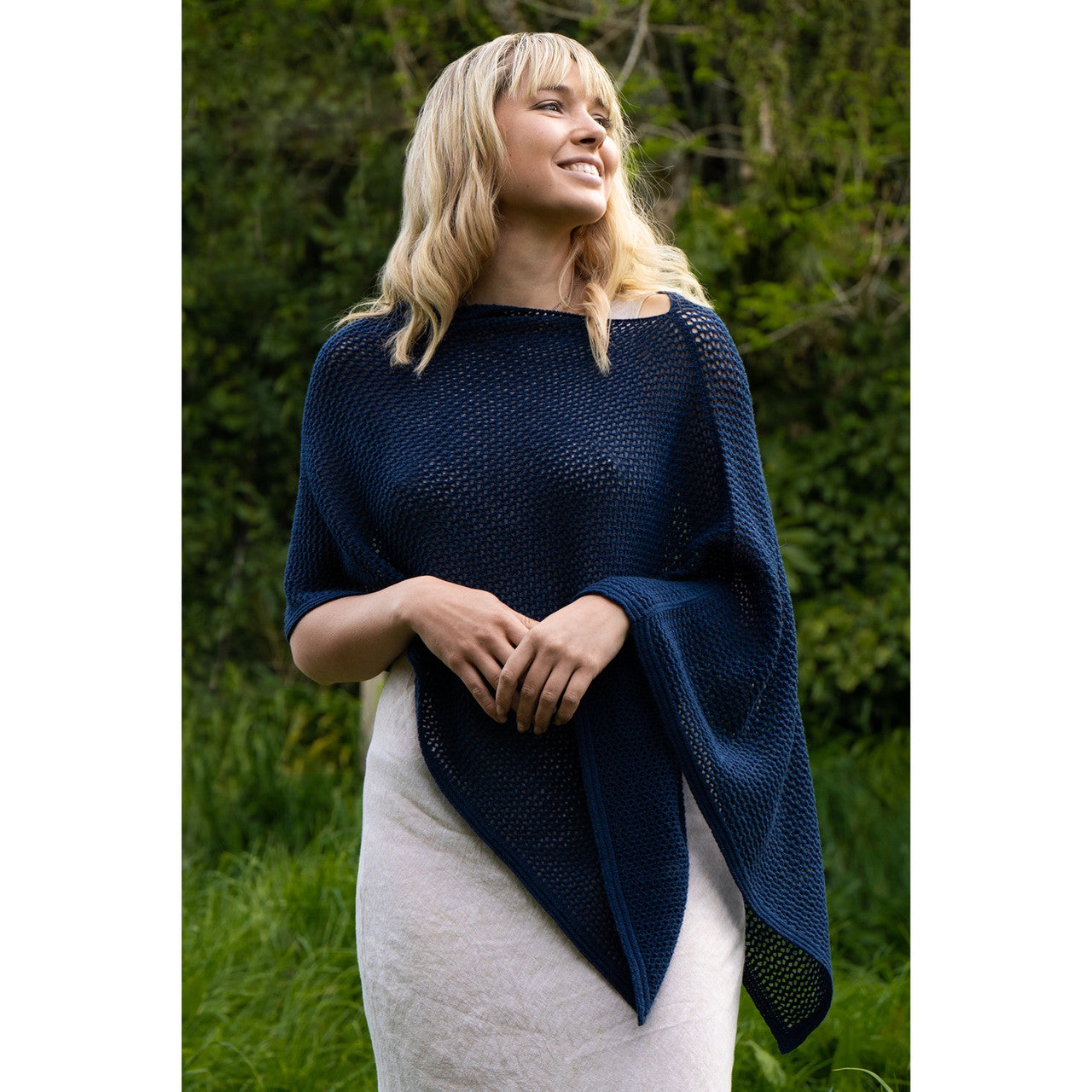 Lothlorian - Merino - Cotton Mesh Poncho (CM080) Cadet.