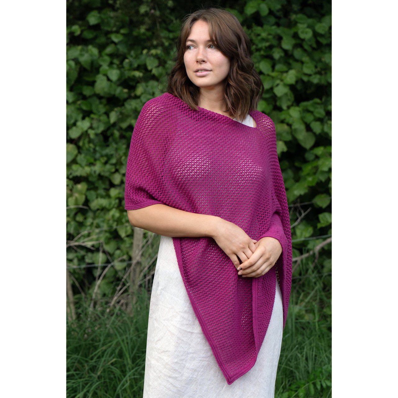 Lothlorian - Merino - Cotton Mesh Poncho (CM080) Cerise.